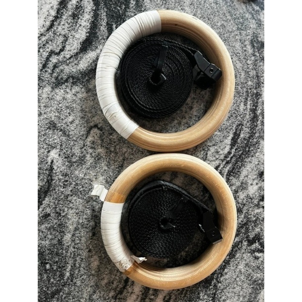 Unbranded Gymnastic Rings Unisex OS Natural Wood 15ft Numbered Straps Bag
